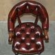 Chesterfield captain's armchair William IV in restored leather with hardwood.