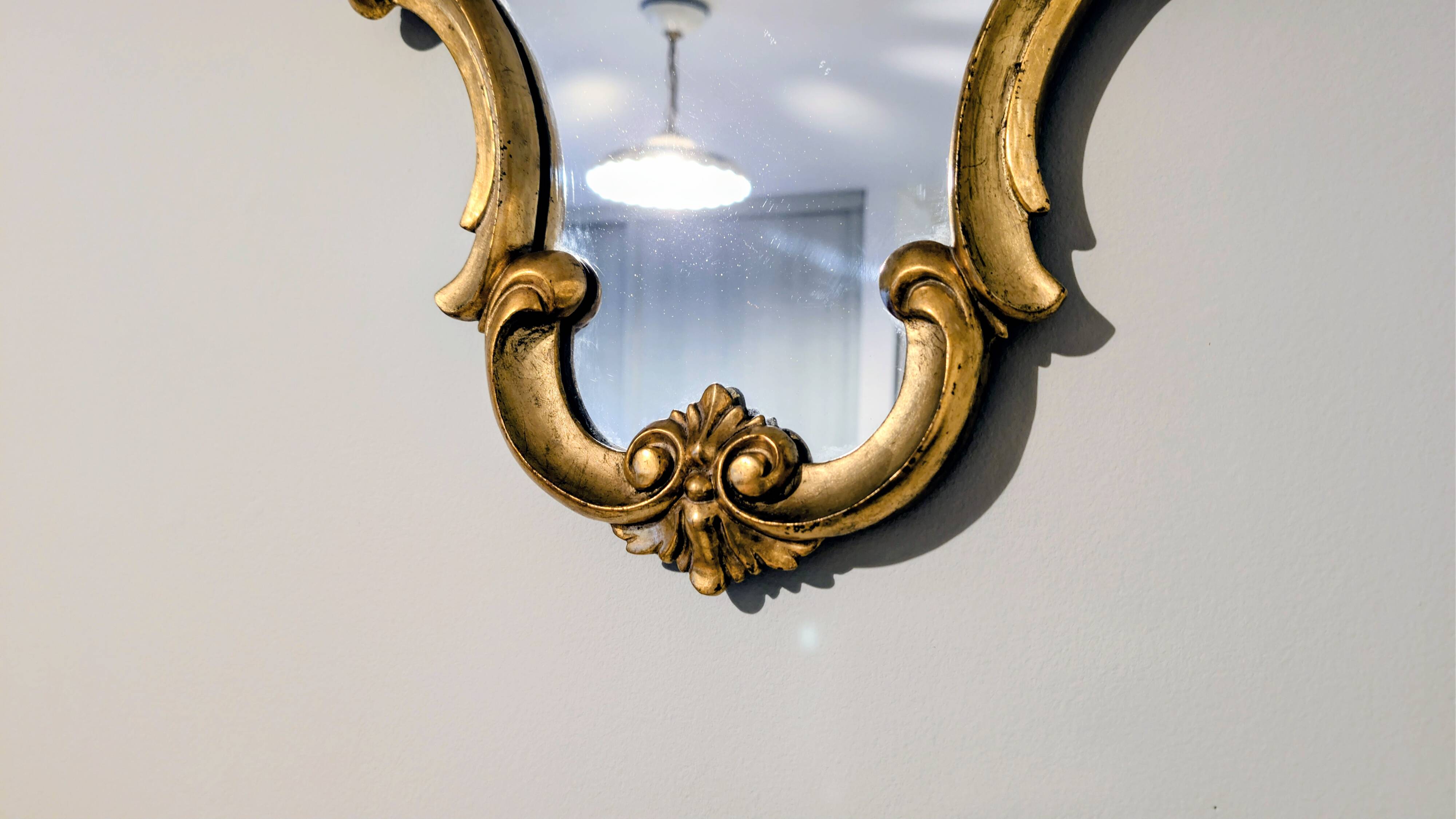 Antique gold baroque mirror 60 x 48cm