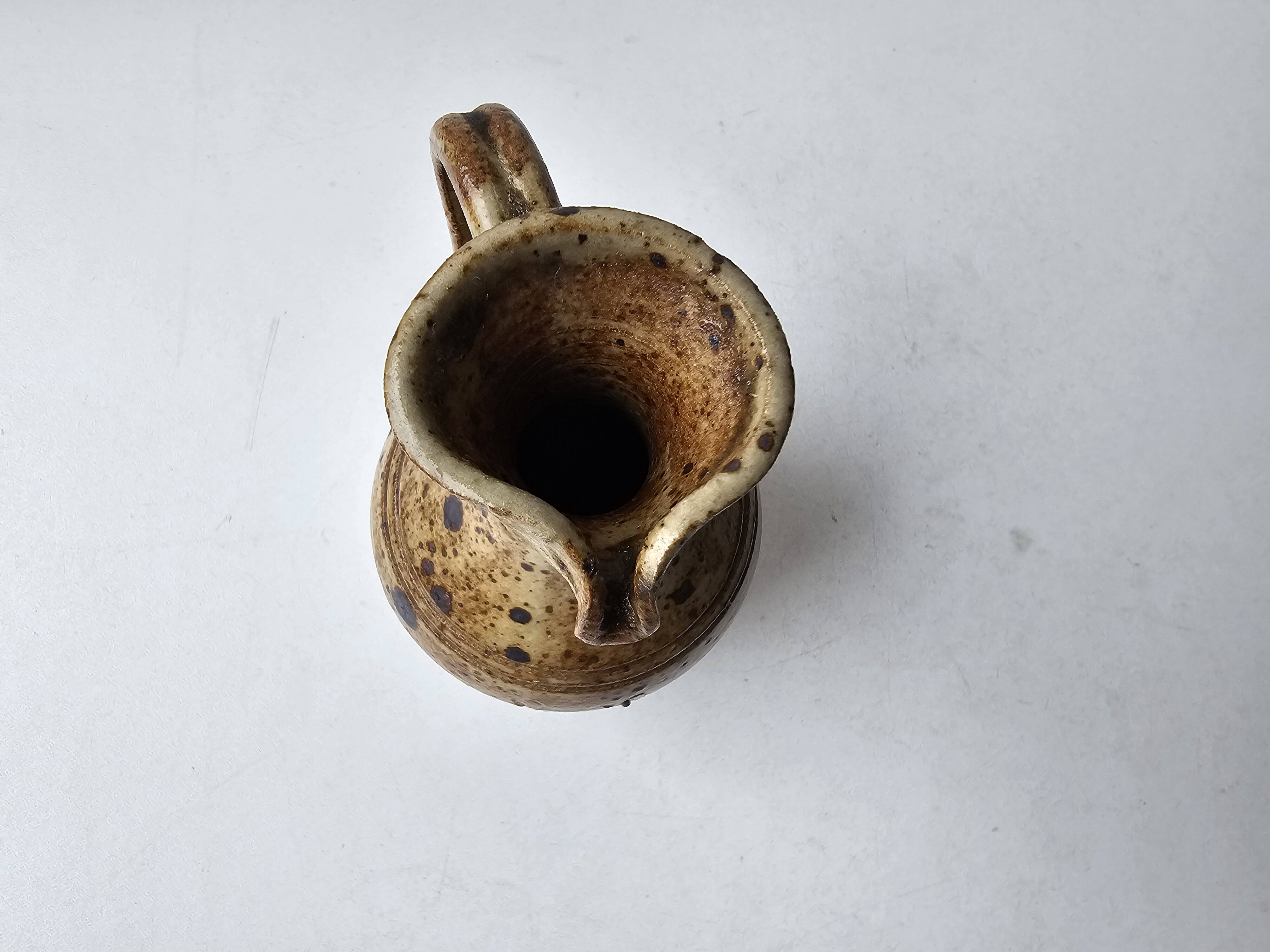 Pyrite stoneware ceramic oil cruet - Signed with pictogram Michel Dumont