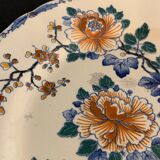 11 flat plates Rooster with Peonies, Gien earthenware