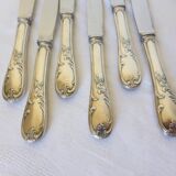 6 dessert knives in silver metal punched 2106271