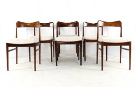Set of 6 Rosewood AWA Dining Chairs 'Bennekom'  - new upholstery