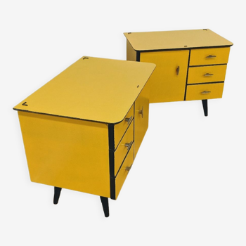 Pair of yellow bedside tables