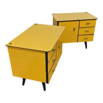 Pair of yellow bedside tables