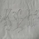 Antique KL monogram linen and cotton sheet