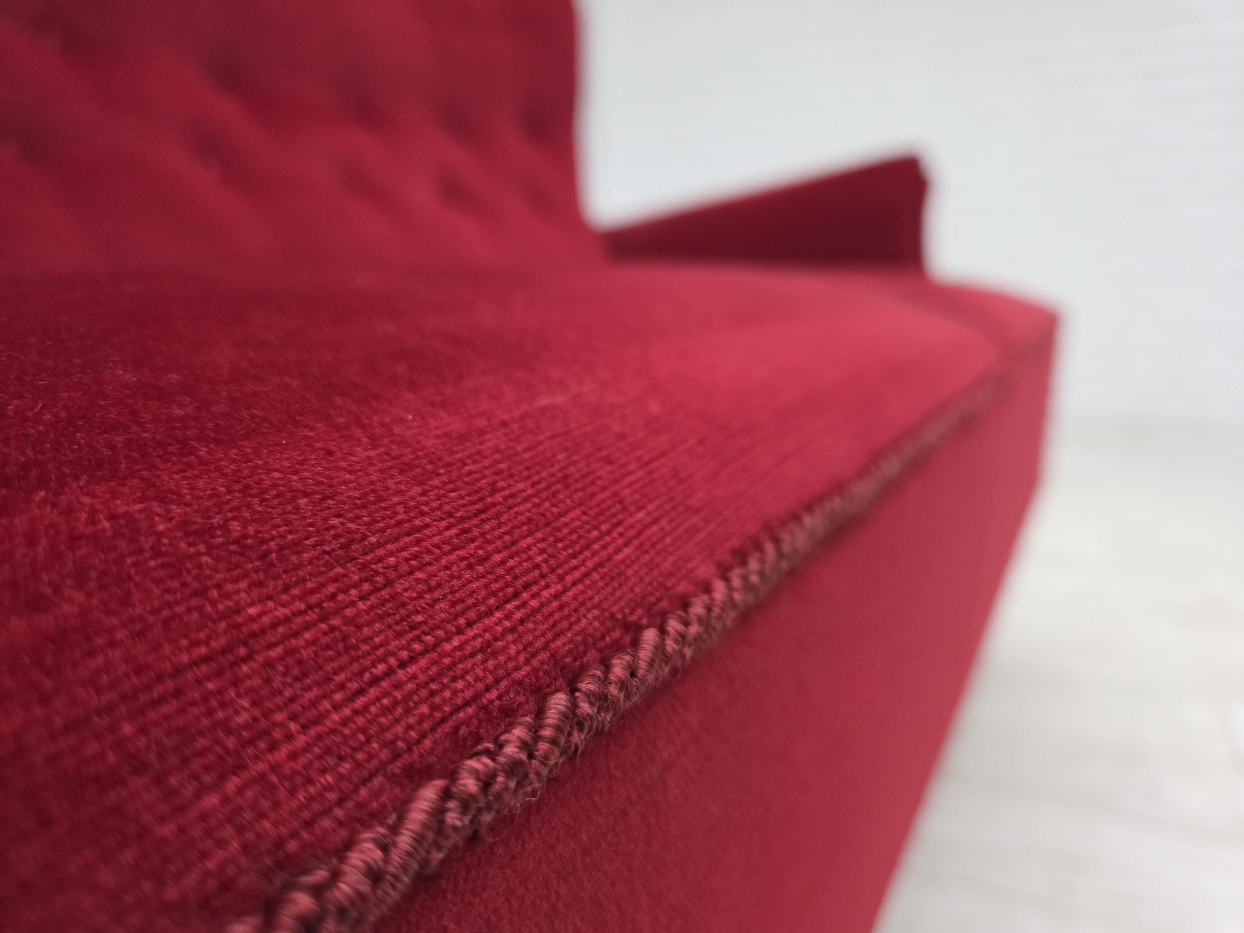 1960s, Swedish 2-seater sofa by Dux Sweden, furniture velour, ash wood.