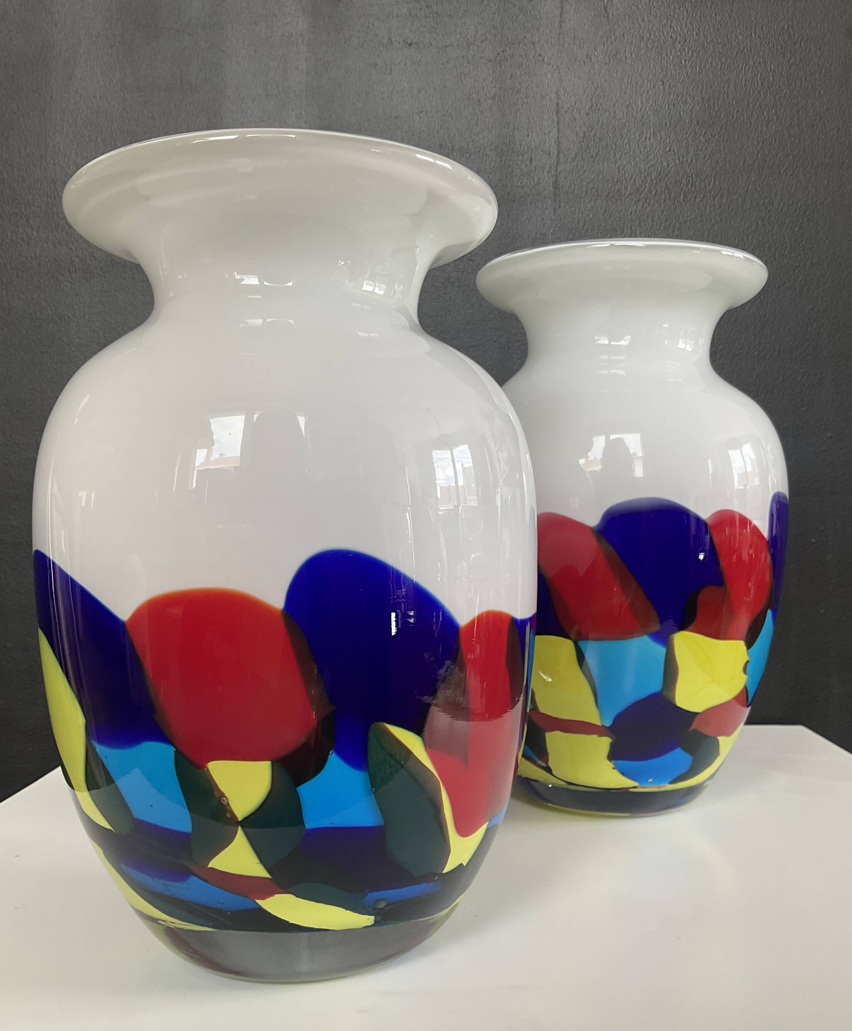 Duo de vases vintage en pâte de verre Murano
