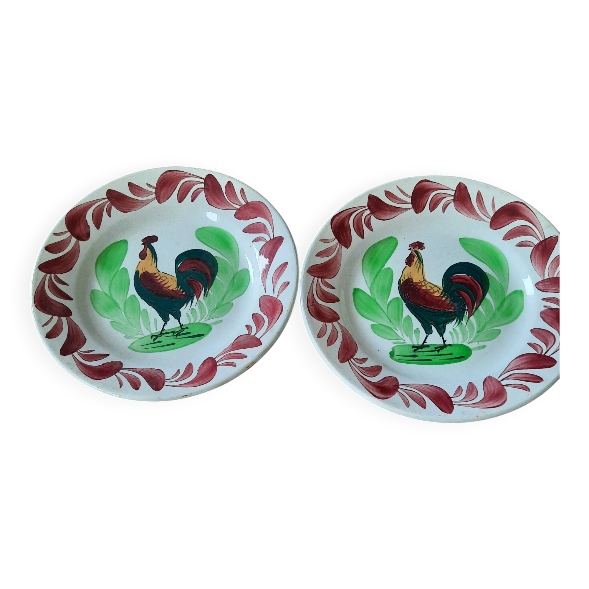 Two rooster plates