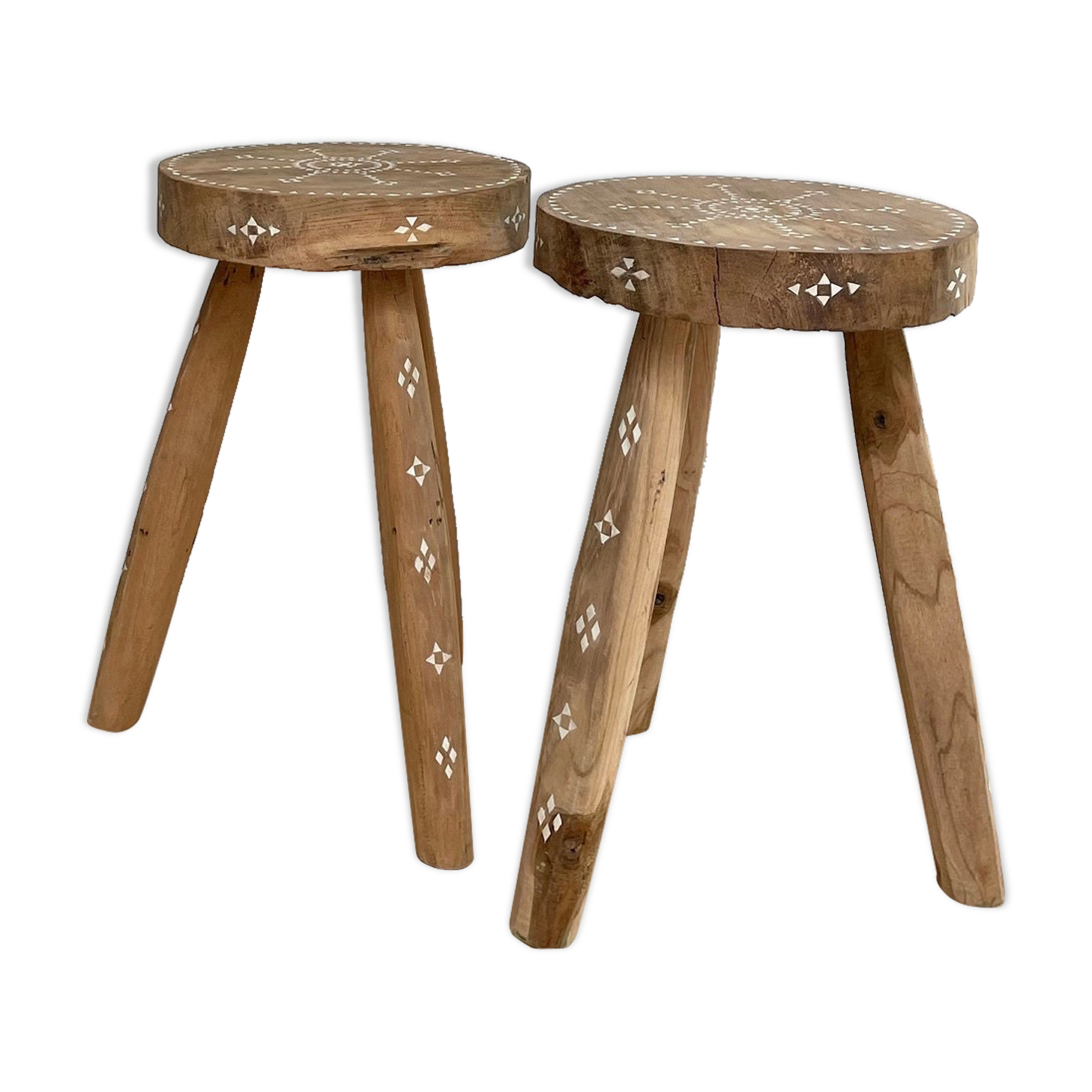 2 Indonesian pearl wood stools Badi