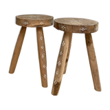 2 Indonesian pearl wood stools Badi