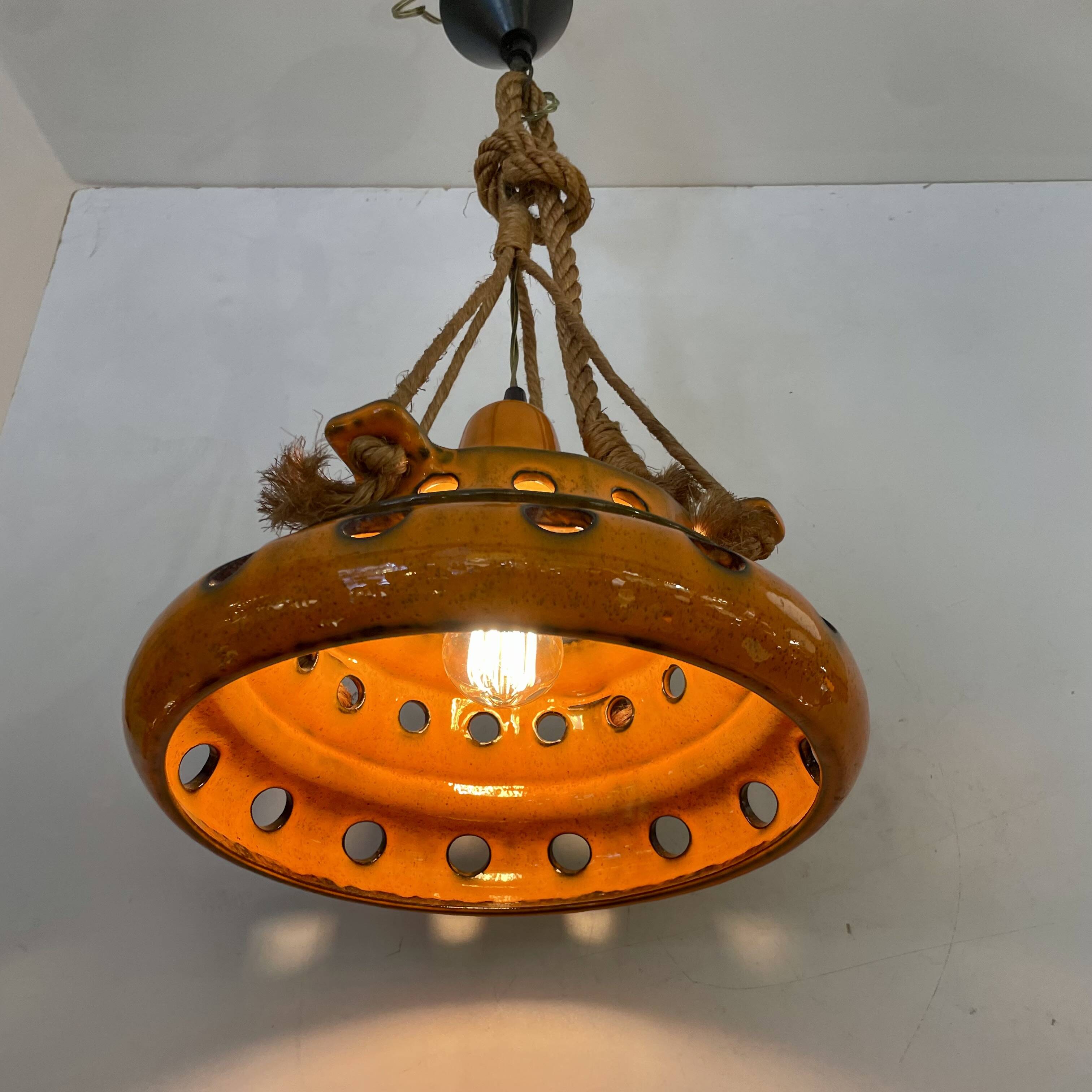 Mid-Century Modern Ceramic Pendant Light, 1970s