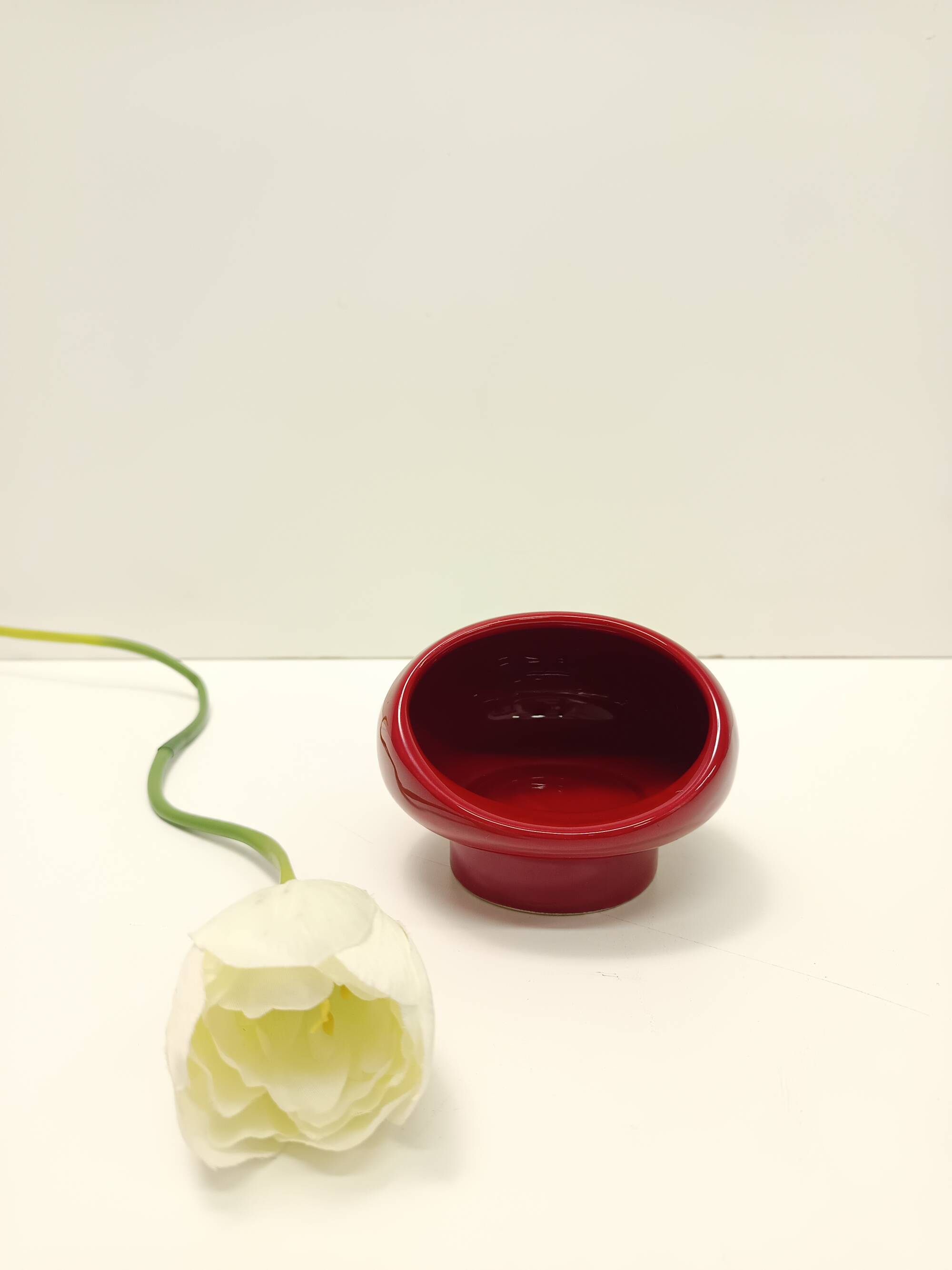 Vintage Spheric Red Glazed Ceramic Ashtray by Gabbianelli, Italy