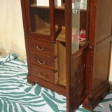 Small oak display case, old glass