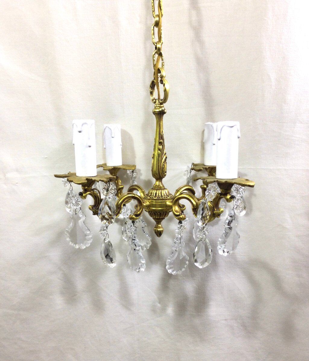 Chandelier 4 lights bronze and grapevines