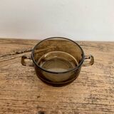 2 vintage smoked glass bowls