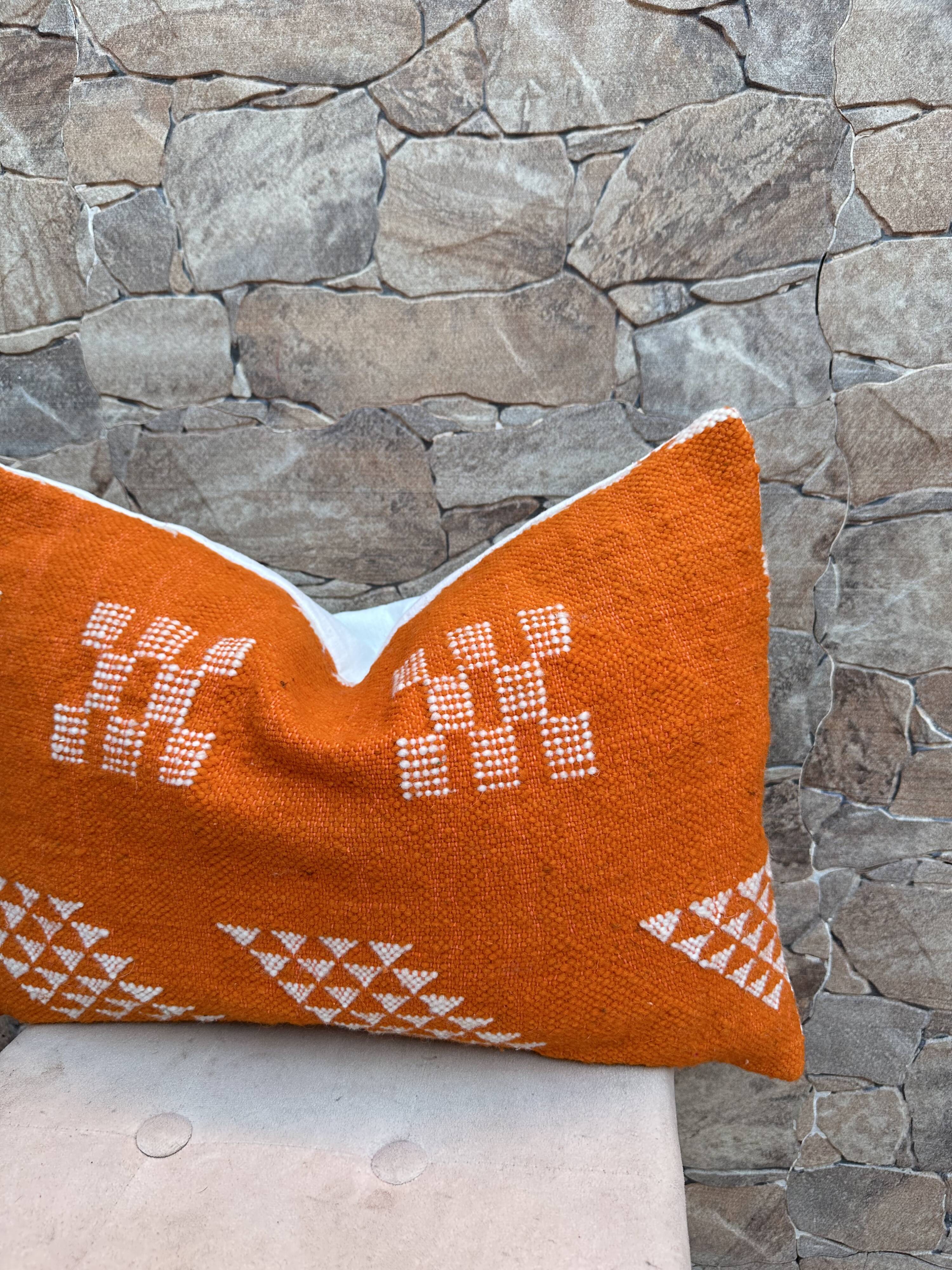 Moroccan orange pillowcase, Berber cushion cover, ear pillowcase.