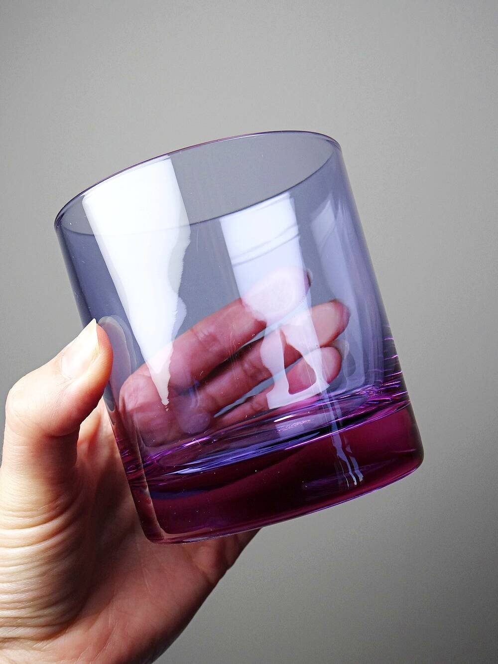 6 amethyst crystal whisky/cocktail glasses, Mid Century design from the 1960s-70s.