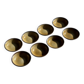 Set of 8 brown-rimmed stoneware deep plates Atelier Saint Simon D19.5