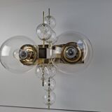 Applique murale tchèque en laiton et verre du milieu du siècle, par Kamenický Šenov, années 1970