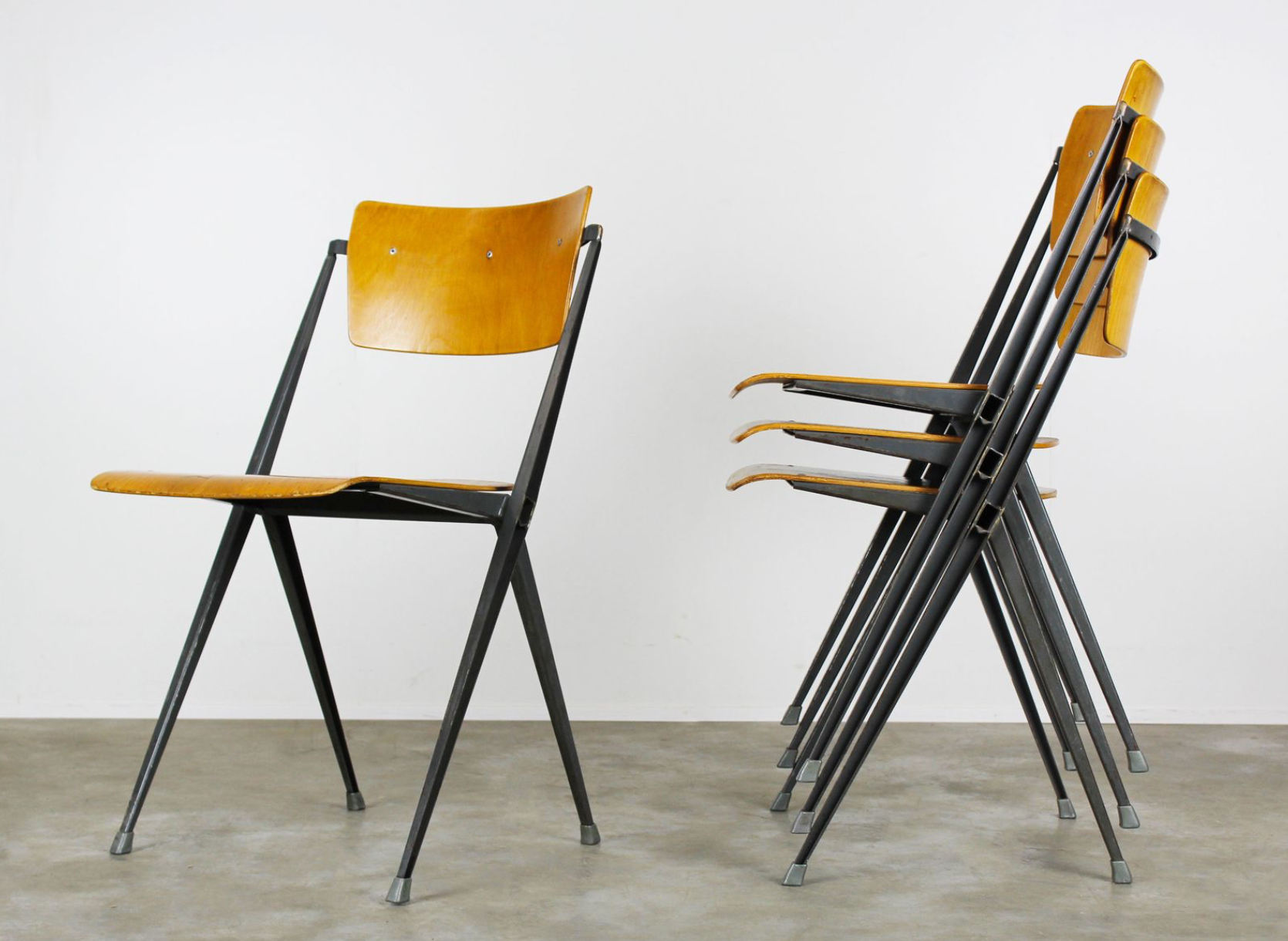 Vintage Pyramid chairs by Wim Rietveld for Ahrend de Cirkel