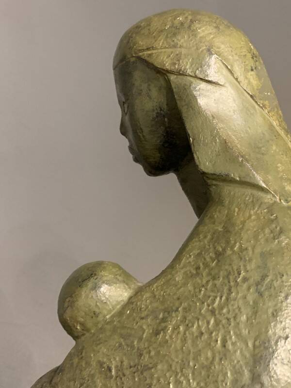 Paul baeke 'maternity' woman & child, modernist art style sculpture