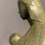 Paul baeke 'maternity' woman & child, modernist art style sculpture