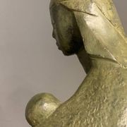 Paul baeke 'maternity' woman & child, modernist art style sculpture