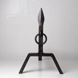 Paire de chenets moderniste en fer forgé - Années 50
