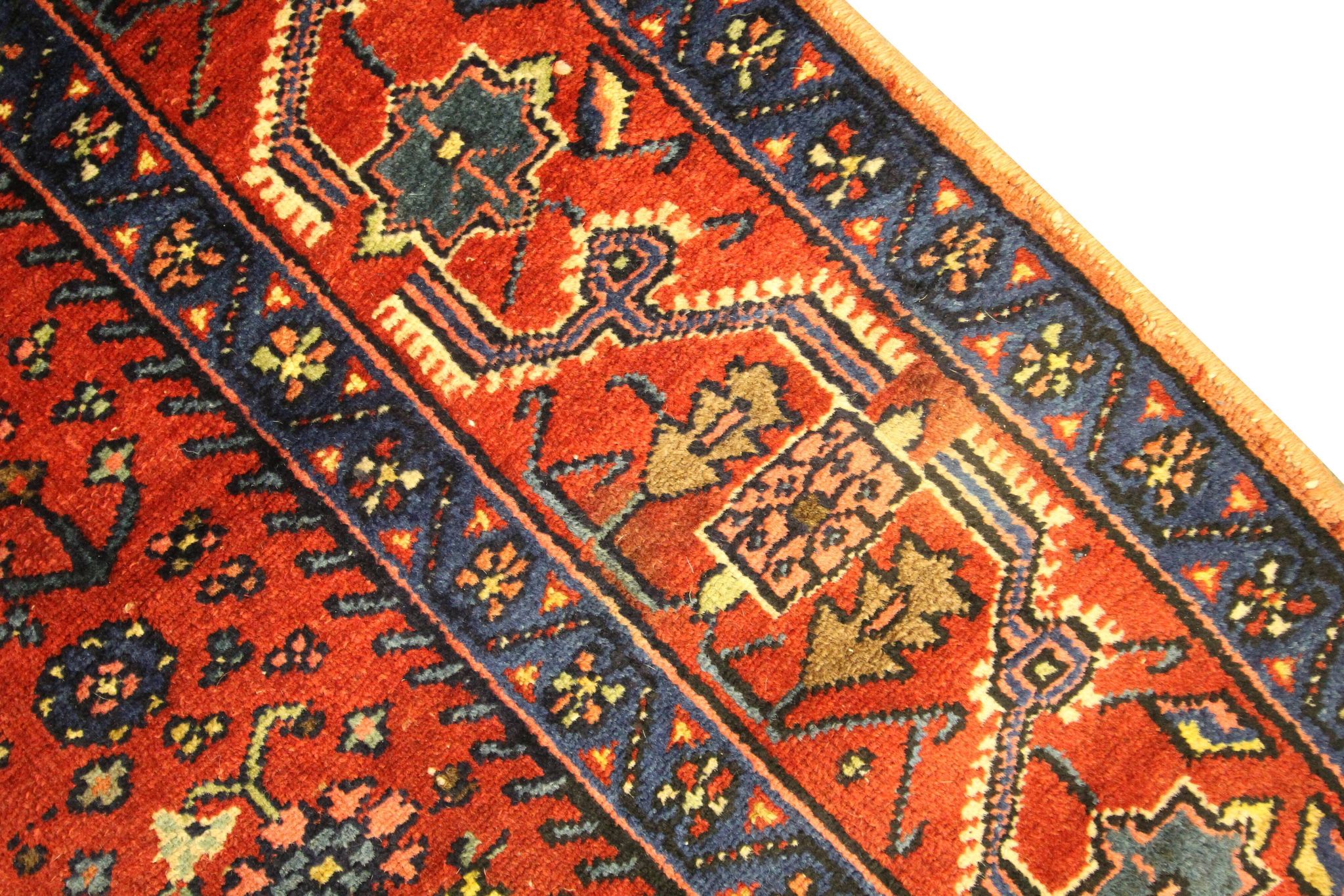 Tapis persan traditionnel noué à la main tapis de salon en laine rouge 134x136cm