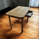 Antique wooden farmhouse table with drawer – 19th / early 20th century