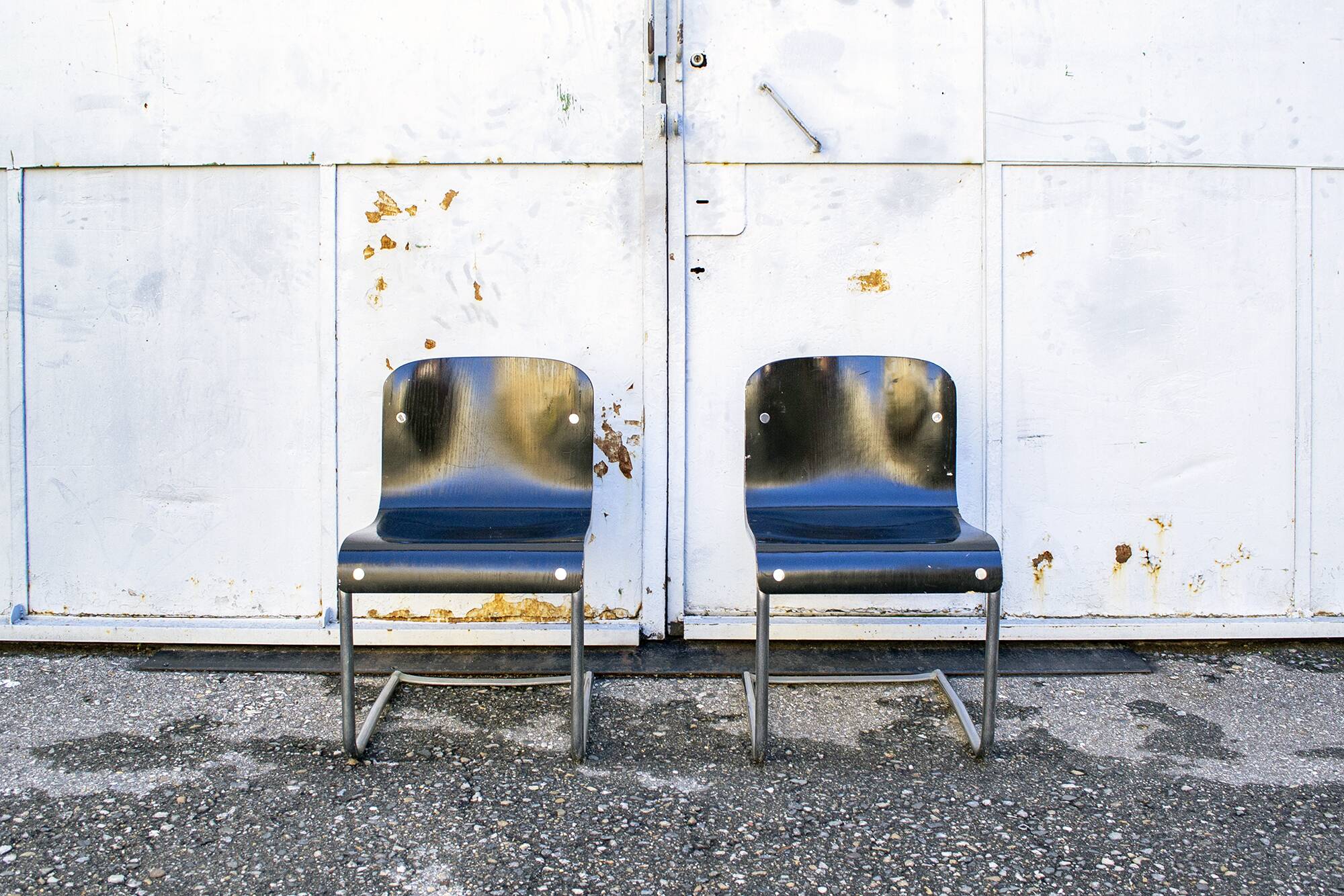 Italian Wooden e metal Chairs, 1960s, Set of 2