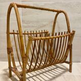 Vintage rattan magazine rack
