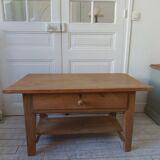 Coffee table made from a vintage solid oak table.