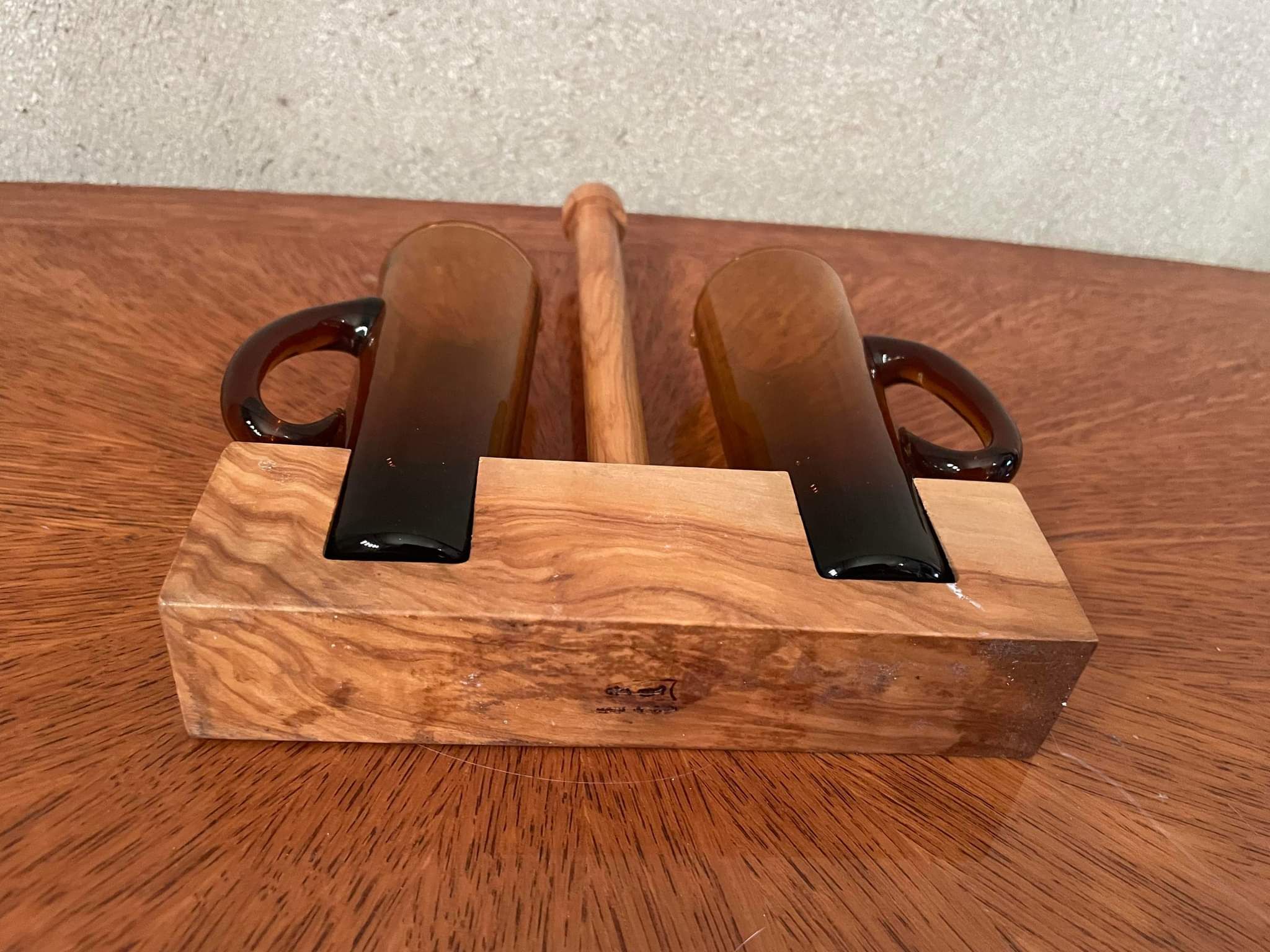 Oil service vinegar vintage wooden display