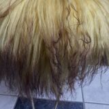 Yellow Angora sheep skin stool 1960s