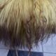 Yellow Angora sheep skin stool 1960s