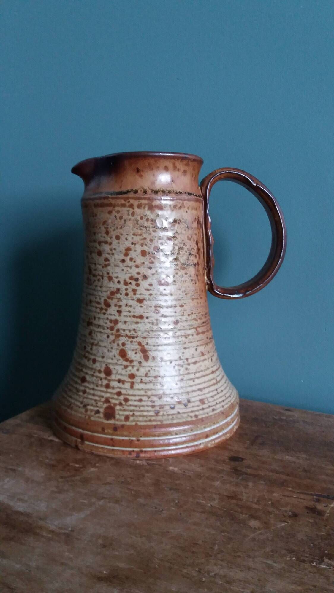 Stoneware pitcher from Puisaye signed by Jean-Pierre Prud’homme.