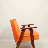 Scandinavian orange velvet armchair by Chierowski, 1962