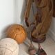Old golf bag with 7 vintage clubs