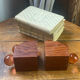 Wooden bookends and spherical glass balls