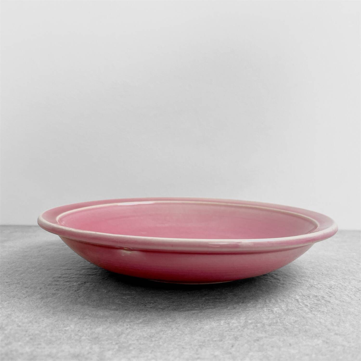 Vintage Vallauris plate - Pink glazed earthenware