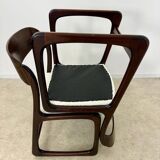 Set of 2 Baumann sled chairs in wood and terry fabric, 60s design