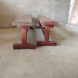 Ensemble table de ferme et 2 bancs
