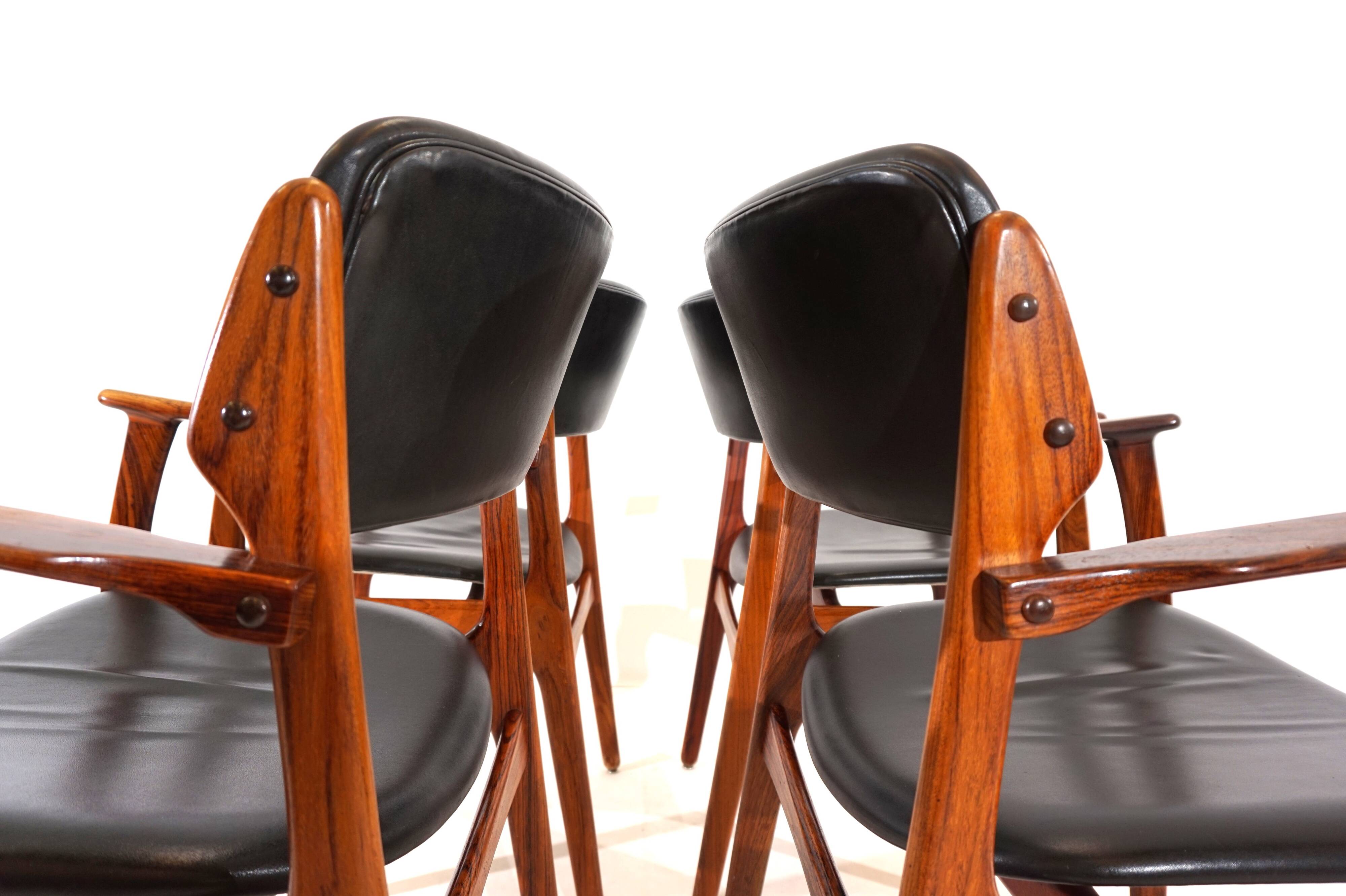 Erik Buck lot de 4 chaises de salle à manger en palissandre OD 50 pour OD Mobler