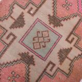 3x10 Salmon & Brown Ikat Pattern Vintage Runner Rug, 82x312Cm