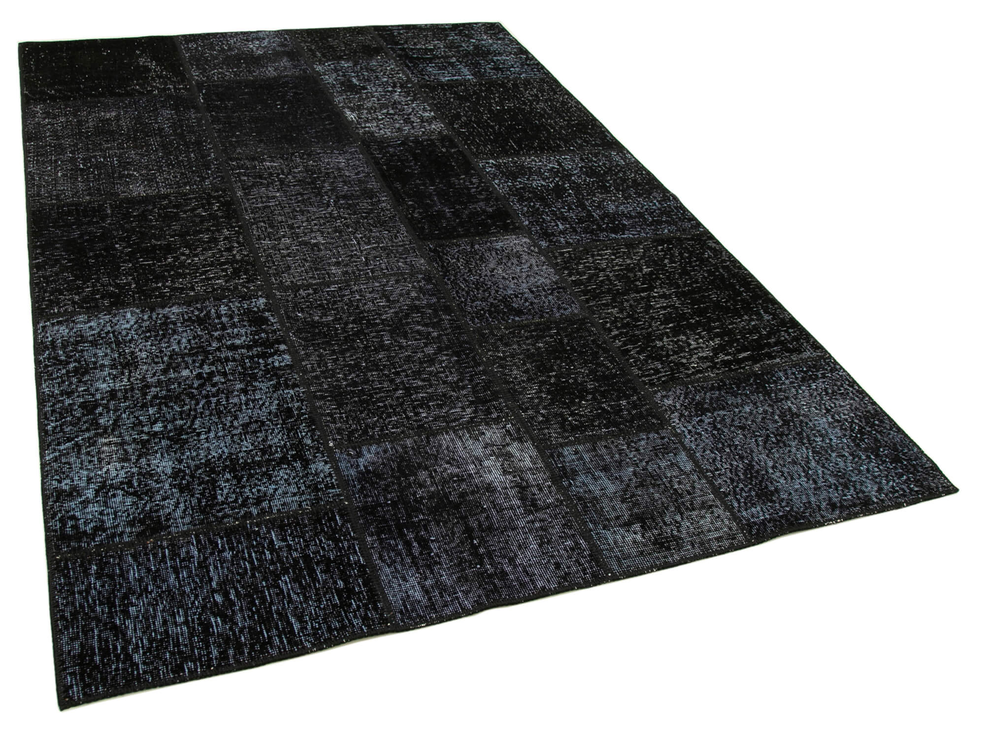 Handwoven anatolian contemporary 172 cm x 243 cm black patchwork carpet