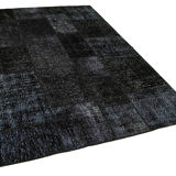 Handwoven anatolian contemporary 172 cm x 243 cm black patchwork carpet