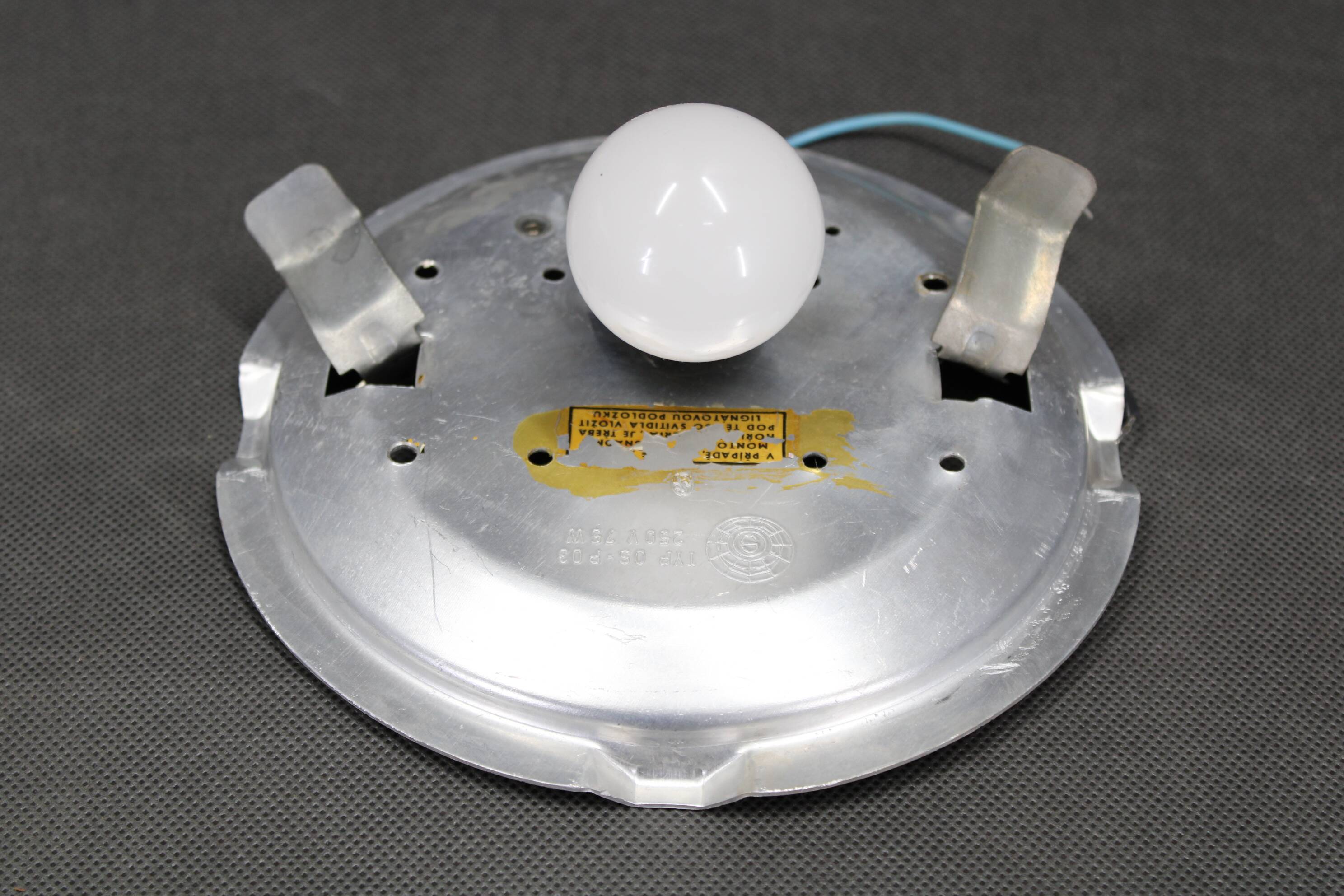 1970s Pair of Ceilink or Wall Lights in Milky Glass, Czechoslovakia