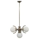 Art Deco Nickel and Glass Chandelier, 1930s