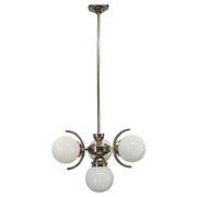 Art Deco Nickel and Glass Chandelier, 1930s